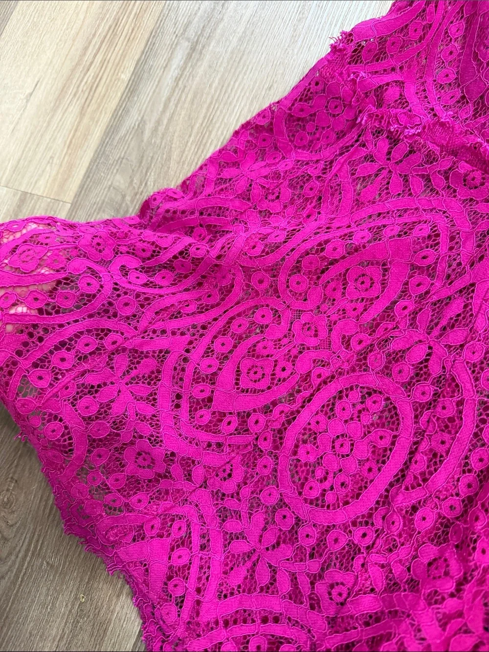Free People Hot Pink Fuchsia Lace Sheer Sexy Lingerie Mini Dress Size Medium